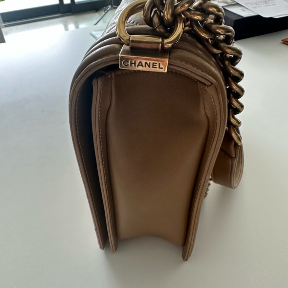 CHANEL TAN Quilted Leather Large Boy Flap Bag LOVING CARRIED ABOUT 20 TIMES! - Picture 12 of 16